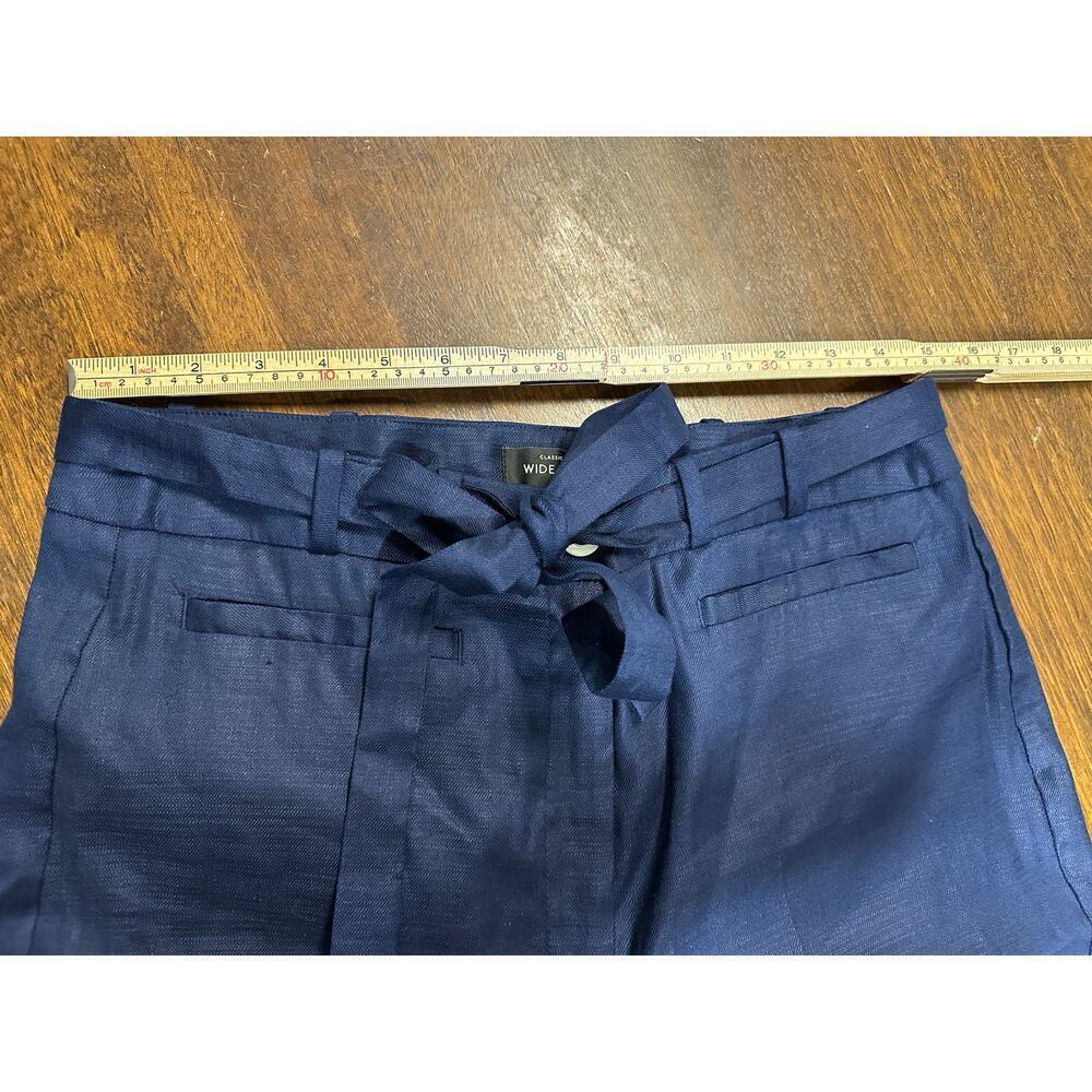 Linen Blend Wide Leg Pants Women 12 Blue Career Academia Twee Classy Neutral - Picture 5 of 10